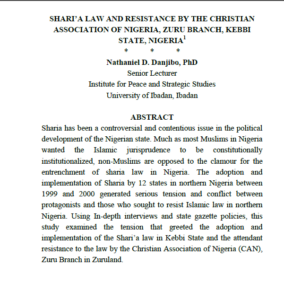 Shari’a law and resistance by the Christian Association of Nigeria
