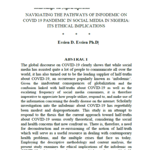 Navigating The Pathways of Infodemic on Covid 19 Pandemic in Social Media in Nigeria: Its Ethical Implications
