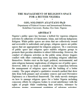 The management of religious space for a better Nigeria